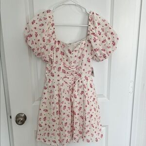 Altar'd State Cream Mini Dress with Pink Floral Print